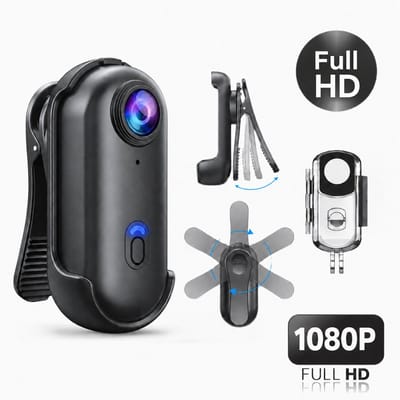 2026 1080P Full HD Bodycam – 120° HD Groothoeklens – Action Sports Camera – Met Live App-View – WiFi camera - Magnetisch & Type-C – Discreet & Draagbaar – Zwart