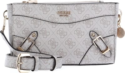 GUESS Schoudertas Didi Mini Double Compartment Top Zip Dove Logo Beige