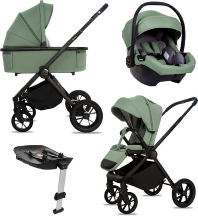 BabyLux® Kinderwagen 4in1 Set BOLDO, Opvouwbare Lichtgewicht Combi Kinderwagenset Incl. Reiswieg, Buggy, I-Size Kinderzitje, Autostoel, 4 Verstelbare Standen, 0-22kg, Uv-Bescherming 50+