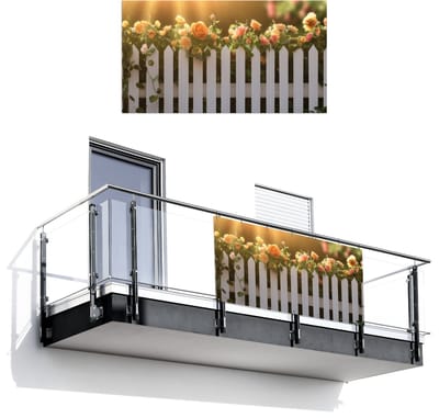Balkonscherm 200x110 cm - Balkonposter Rozen - Hek - Zonlicht - Balkon scherm decoratie - Balkonschermen - Balkondoek zonnescherm