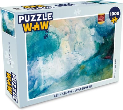 Puzzel Zee - Storm - Waterverf - Legpuzzel - Puzzel 1000 stukjes volwassenen