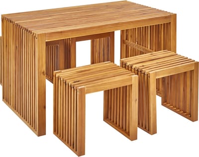 BELLANO - Tuinset met krukjes - Lichthout - Acaciahout