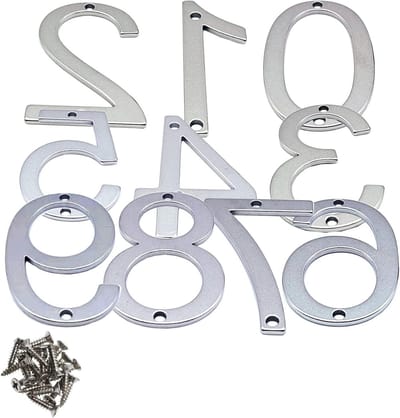Huisnummers Roestvrij Staal - Adres Stickers - Duidelijk Adres Aangeven - Corrosiebestendig Materiaal - 10 Stuks 5 cm - Zilver