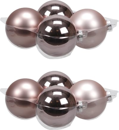 8x stuks kerstversiering kerstballen oudroze (smokey rose) van glas - 10 cm - mat/glans - Kerstboomversiering