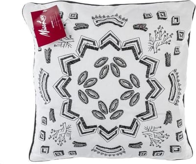 Miss Lucy - Rosete - Kussenhoes – Kussensloop – Sierkussen – Sierkussenhoes – 41 x 41 cm - Wit/Zwart