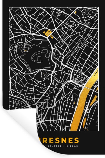 Muurstickers - Sticker Folie - Frankrijk - Suresnes - Stadskaart - Kaart - Plattegrond - 20x30 cm - Plakfolie - Muurstickers Kinderkamer - Zelfklevend Behang - Zelfklevend behangpapier - Stickerfolie
