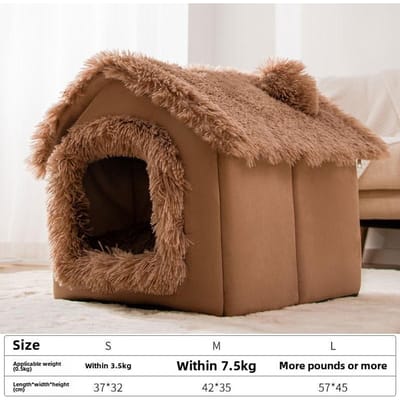 Herfst en Winter Honden Kleine en Middelgrote Honden Kaas Koekjes Huis Huis Hondenhok Kat Warm Kattenmand Verwijderbaar Huisdier Mand S brown