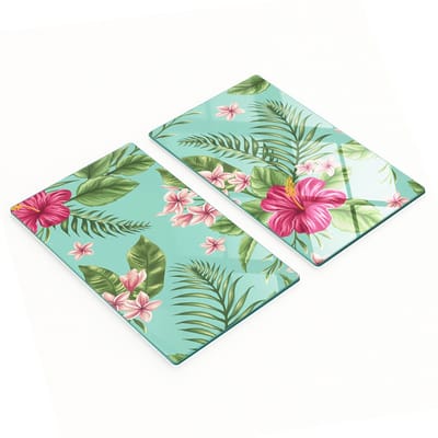 Decoratieve snijplanken van gehard glas met Hawaïaanse bloemen, 2x30x52 cm