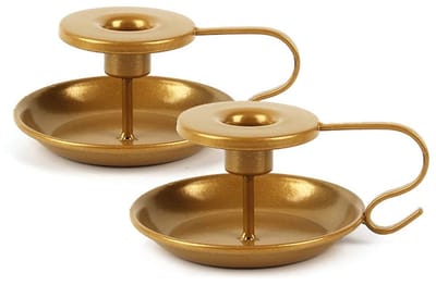 Dailygoods- Theelichthouders 2 Stuks - Retro Design - Hoogwaardig Ijzer - Geschikt voor Standaard Kegels - Duurzaam en Robuust - Perfect voor Valentijnsdag - Kandelaar