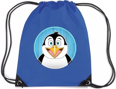 Pinguins rijgkoord rugtas / gymtas - blauw - 11 liter - voor kinderen