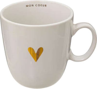 Keramische mok wit met hartjes, 300 ml