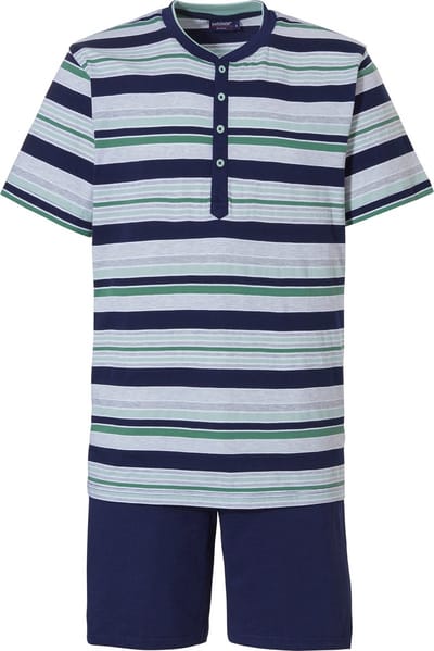 Pastunette heren shortama - Green stripe - M