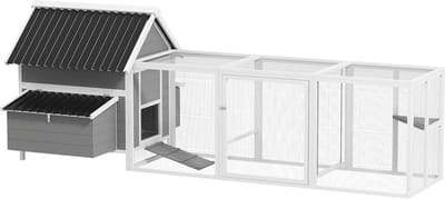 Pawhut Chicken Coop-Sparrenhout, Kunststof-283L x 133,5B x 112H cm-Grijs