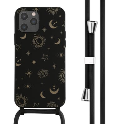 imoshion Hoesje - Geschikt voor Apple iPhone 12 Pro / 12 - Siliconen design hoesje met koord - Sky Black