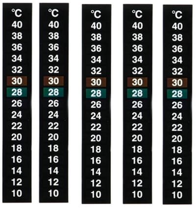 Aquarium Thermometer Sticker – 5 Stuks – Zelfklevende Temperatuurstrip voor Aquarium & Visbak – Water Temperatuurmeter – Aquariumthermometer Strip 10°C tot 40°C