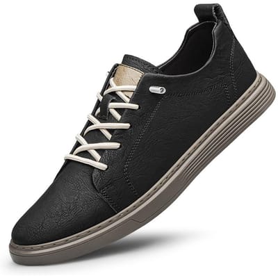 Echt Leer Italiaanse Casual Schoenen Heren Vetersluiting Oxford Schoenen Buiten Jogging Schoenen Kantoor Heren Dress Schoenen Grote Maten 37-46 40 zwart