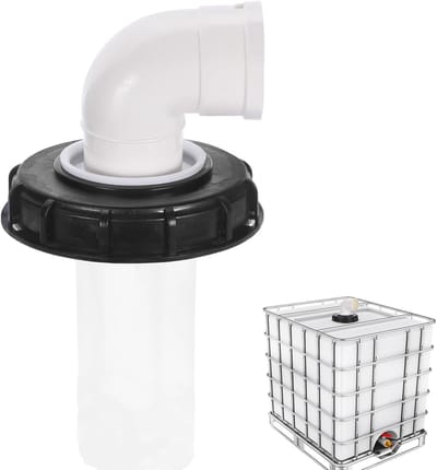 90° IBC-tankdeksel met wasbaar nylon filter voor 1000 liter IBC-regenwatertank, IBC-dekselfilter, IBC-tankaccessoires, 165 mm Nylon regenwaterfilter