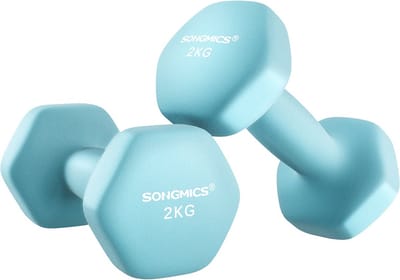Dumbbell set van 2 - 2x2 kg - totaal 4 kg - turquoise met neopreen coating