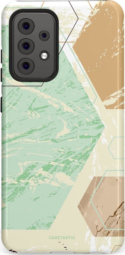 Casetastic hoesje geschikt voor Samsung Galaxy A52 (2021) 5G / Samsung Galaxy A52 (2021) 4G - Dubbellaagse bescherming - Vlaklicht - Fashion Case - Crème Mintgroen Wit Lichtgrijs
