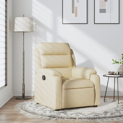 vidaXL - Fauteuil - verstelbaar - stof - crèmekleurig