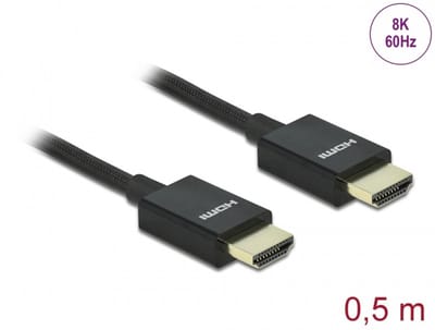 Delock Coaxial High Speed HDMI Cable 48 Gbps 8K 60 Hz black 0.5 m