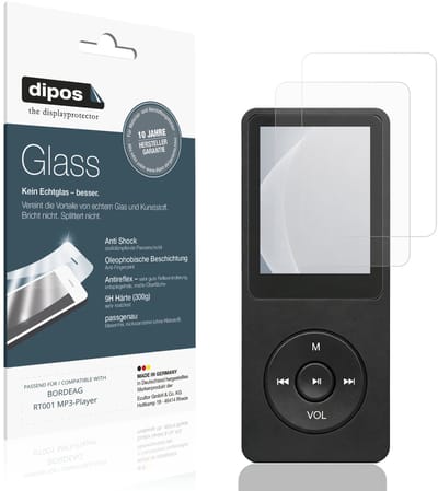 dipos – 2x Matte Pantserfolie geschikt voor BORDEAG RT001 MP3-Player | 9H Screenprotector