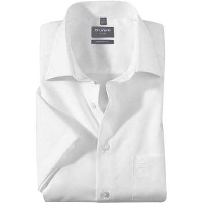 OLYMP Luxor comfort fit overhemd - korte mouw - wit - Strijkvrij - Boordmaat: 43