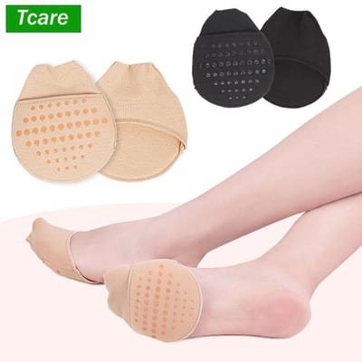 Couvre-orteils invisibles pour femmes avec rembourrage et semelle antidérapante pour talons hauts - Chaussettes doublures pour le soin des pieds noir
