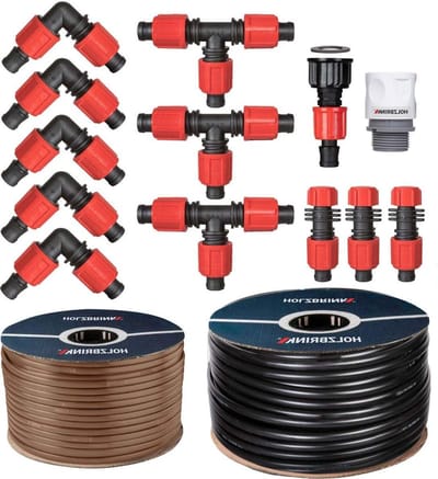 Druppelslang Irrigatiesysteem - Bewateringsset Heggen - Efficiënte Tuinirrigatie - Zelfreinigend Verstopvrij - 100m + 20m