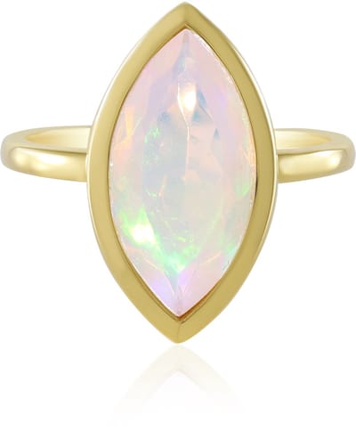 Cavill - Welo Opaal Ring 1,964 ct - 925 Sterling Zilver met Vergulding - Marquise Geslepen Opaal - Bezel Zetting - Elegante Zilveren Ring Dames