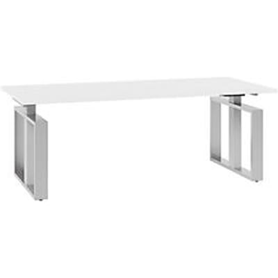 Bureautafel QUANDOS BOX, slede onderstel, rechthoek, B 2000 x D 900 x H 720 - 820 mm, wit