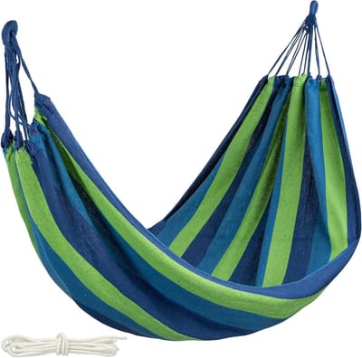 Hangmat Katoen - Outdoor Relax - Buiten Ontspannen - Sterke Draagkracht - 200 x 100 cm - Blauw