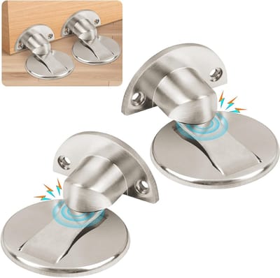 SnelShoppen - 2x Flintronic Magnetische Deurstoppers - Zelfklevend, Zware Kwaliteit, Onzichtbaar, Met Verborgen Schroeven, Binnen voor Thuis, Kantoor,