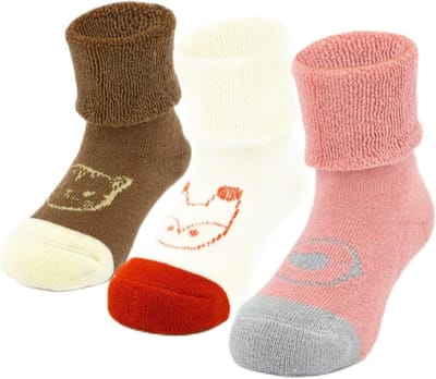 Babysokken - Kindersokken Sokjes - Warmte en comfort - Met handvat - 3 paar - Dierenprint