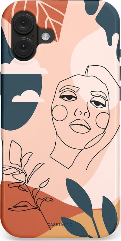 Casetastic hoesje geschikt voor Apple iPhone 16 Plus - MagSafe - Dubbellaagse bescherming - Zachte contour - Fashion Case - Perzik Zand Donkergrijs Wit