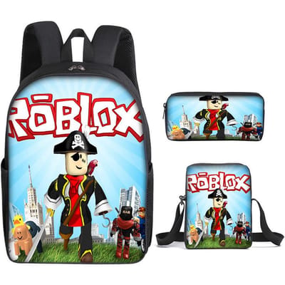 Roblox Student Schooltas Basisschool en Middelbare School Rugzak Modetrend Rugzak Drie Delig Set three-piece set (backpack + satchel + pencil case)