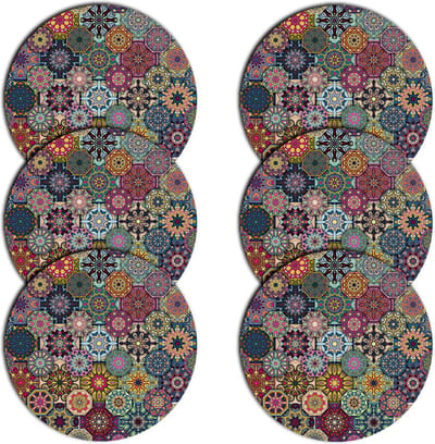 Bertoni - Placemats - tafelmatten set van 6 stuks - rond - 33 cm - Mix kleur