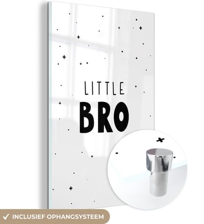MuchoWow® Glasschilderij 120x180 cm - Schilderij acrylglas - Spreuken - Kind - Jongens - Little bro - Quotes - Foto op glas - Schilderijen