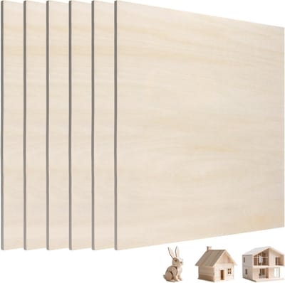 Set van 6 Onbewerkte Houten Platen 300 x 300 x 6mm voor DIY Creaties, Schilderen en Houtgraveren