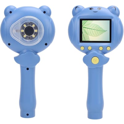 Microscope portable pour enfants 2.5K 48MP Écran portable 2 pouces Zoom 8x Microscope numérique pour éducatif bleu