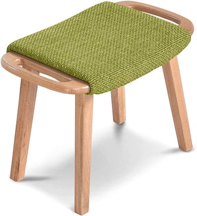 Houten Kruk - Voetenbankje - Zitten en Rusten - Massief Houten Frame - 49x35x41cm - Groen