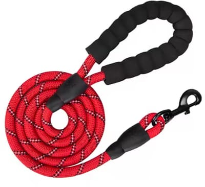Rieba® Hondenriem 3 meter – Reflecterend - Sleeplijn – Speurlijn - Hondenlijn – Looplijn – Riem Hond - 1.2 cm Breed – Nylon - Zachte Handgreep - Sterk & Duurzaam – Rood
