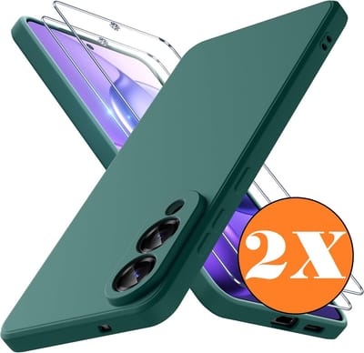 Hoesje geschikt voor Samsung Galaxy S25 Edge Hoesje siliconen Pine Groen zacht siliconen hoesje TPU - met Samsung S25 Edge Screenprotector - 2 stuks
