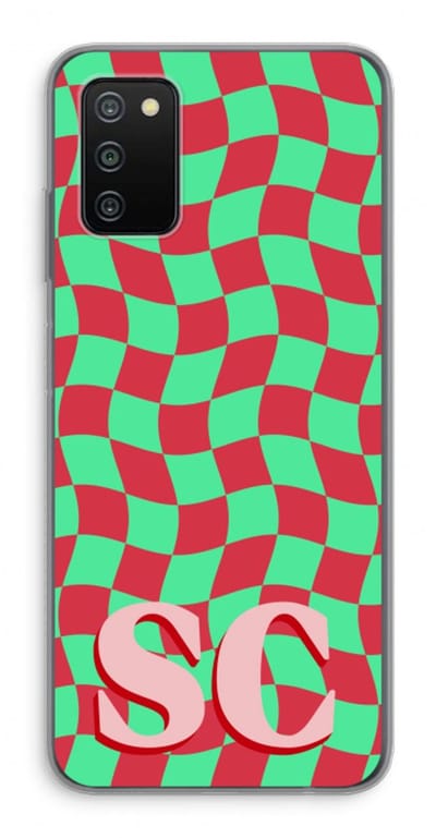 Gepersonaliseerd - Case Company® - Hoesje geschikt voor Samsung Galaxy A03S hoesje - Grid Monogram - Soft Cover Telefoonhoesje - Bescherming aan alle Kanten en Schermrand