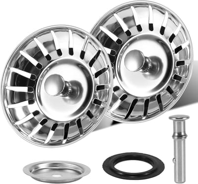 2x RVS Gootsteen Zeef Plug 78mm - Keuken Afval Stop & Vuilvanger voor Afvoer