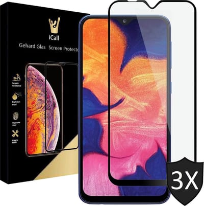 Screenprotector geschikt voor Samsung A10 - 3x FullGuard Glas Screen Protector