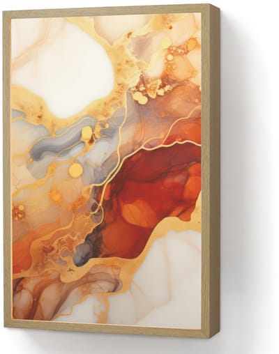 Wandlamp 40x60 cm - Oplaadbaar - Marmer - Oranje - Goud - Modern - Abstract - Wandlampen binnen woonkamer - Slaapkamer lamp - Decoratieve nachtlamp - Vloerlamp draadloos