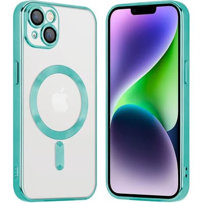 Coverzs telefoonhoesje geschikt voor Apple iPhone 14 Plus Magneet hoesje met camera cover - magnetisch hoesje - groen