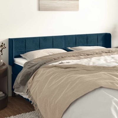 vidaXL - Hoofdbord - met - randen - 183x16x78/88 - cm - fluweel - donkerblauw