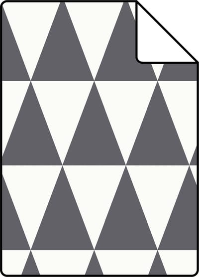 Proefstaal ESTAhome behang grafisch geometrische driehoeken donkergrijs en mat wit - 26.5 x 21 cm - 148672-S